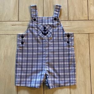 Florence Eiseman Navy Blue White Overalls Anchor Size 2T